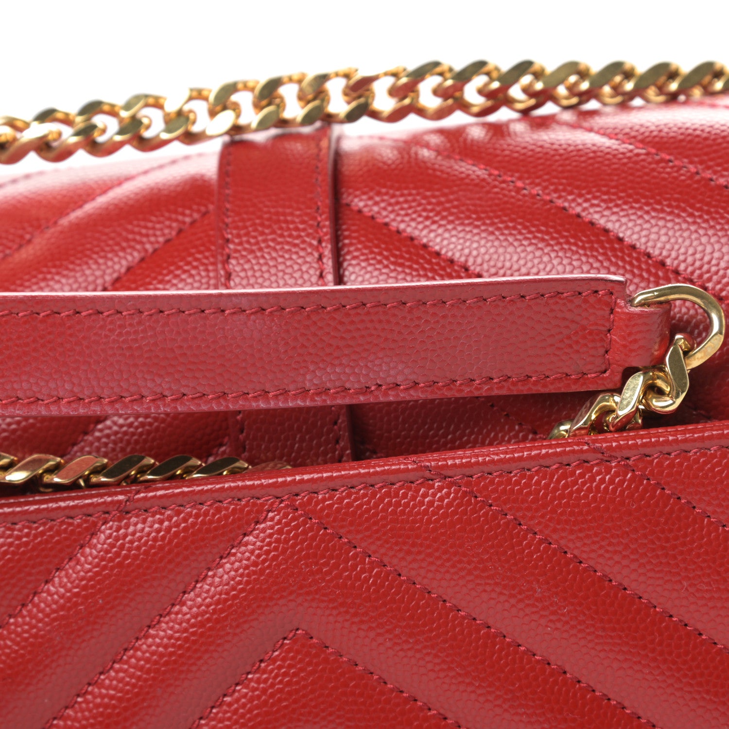 Saint Laurent Grain De Poudre Matelasse Chevron Large Monogram Satchel Lipstick Red 13 of 13