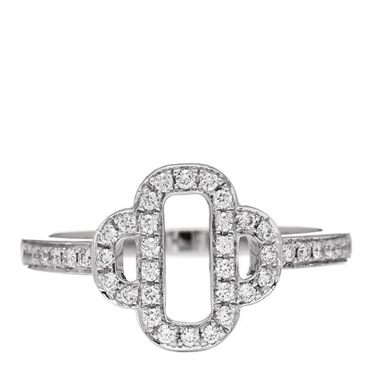 Hermes 18K White Gold Diamond Attelage Ring 52 6 1 of 5