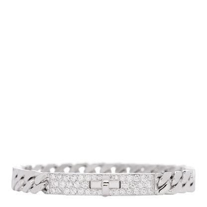 Hermes 18K White Gold Diamond TPM Kelly Gourmette Bracelet SH 1 of 5