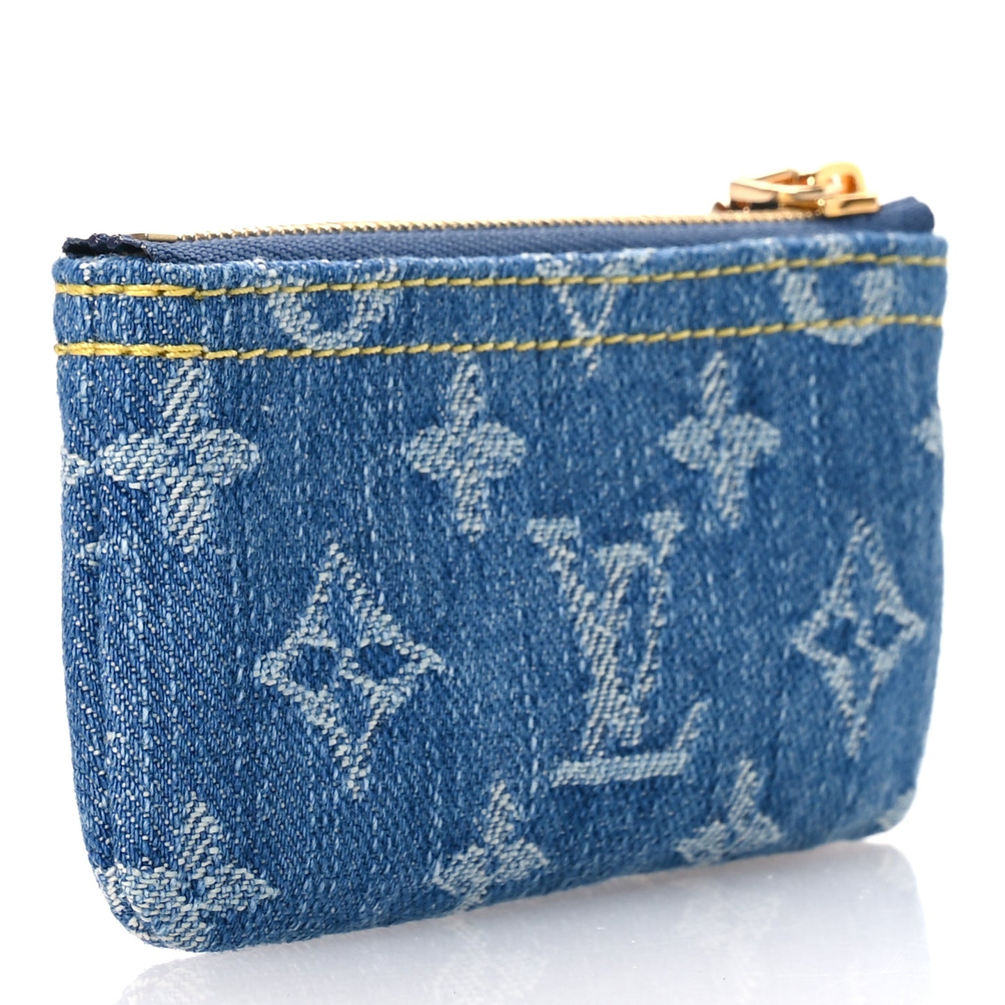 Monogram Denim Key Pouch Denim Blue