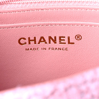Chanel Tweed Quilted Mini Rectangular Flap Light Pink White 8 of 11