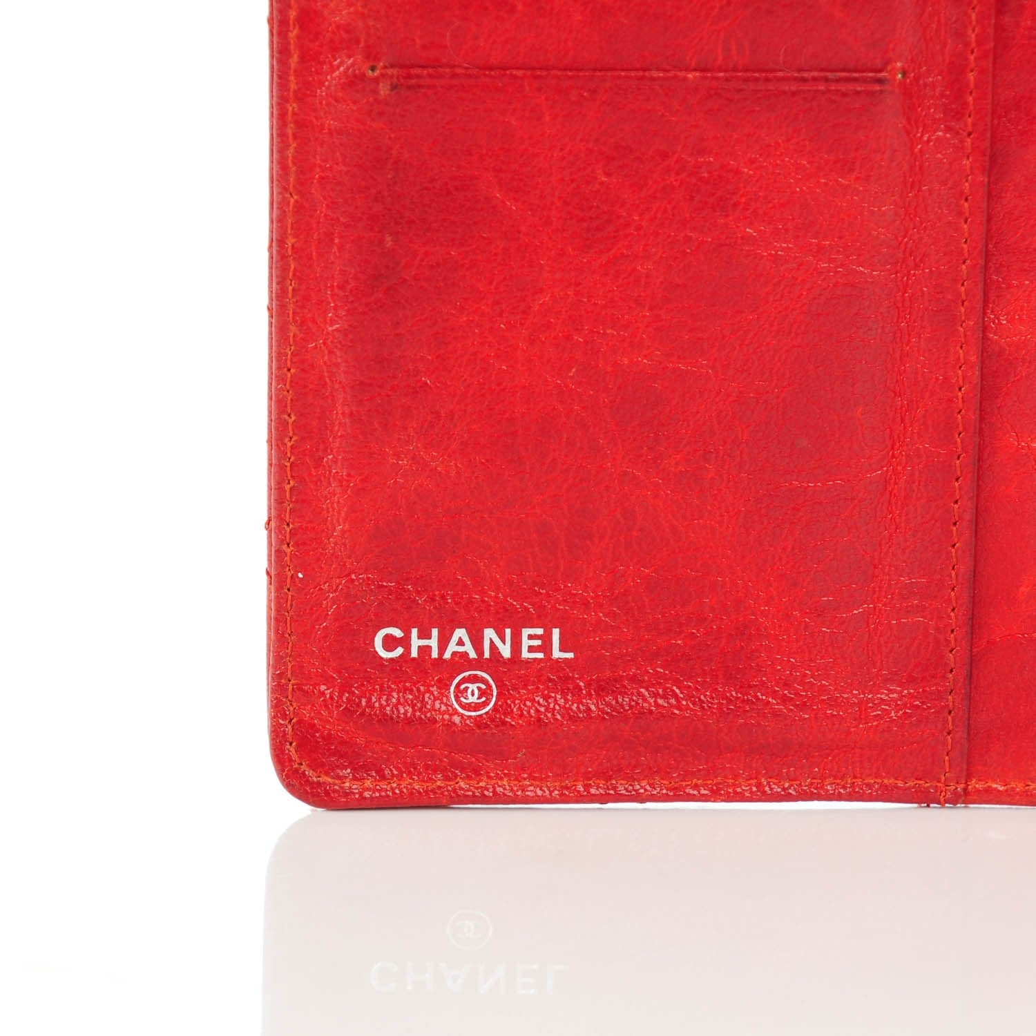 Chanel Crinkled Calfskin Quilted Yen Wallet Red 6 of 8