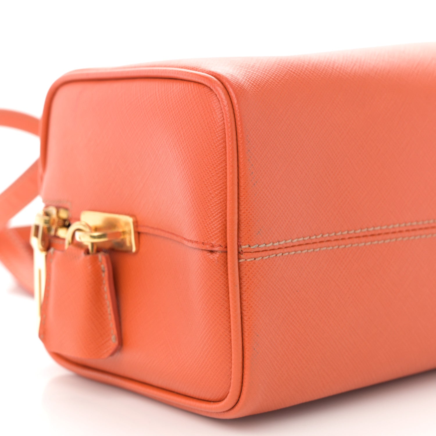 Prada Saffiano Lux Bauletto Papaya 9 of 11