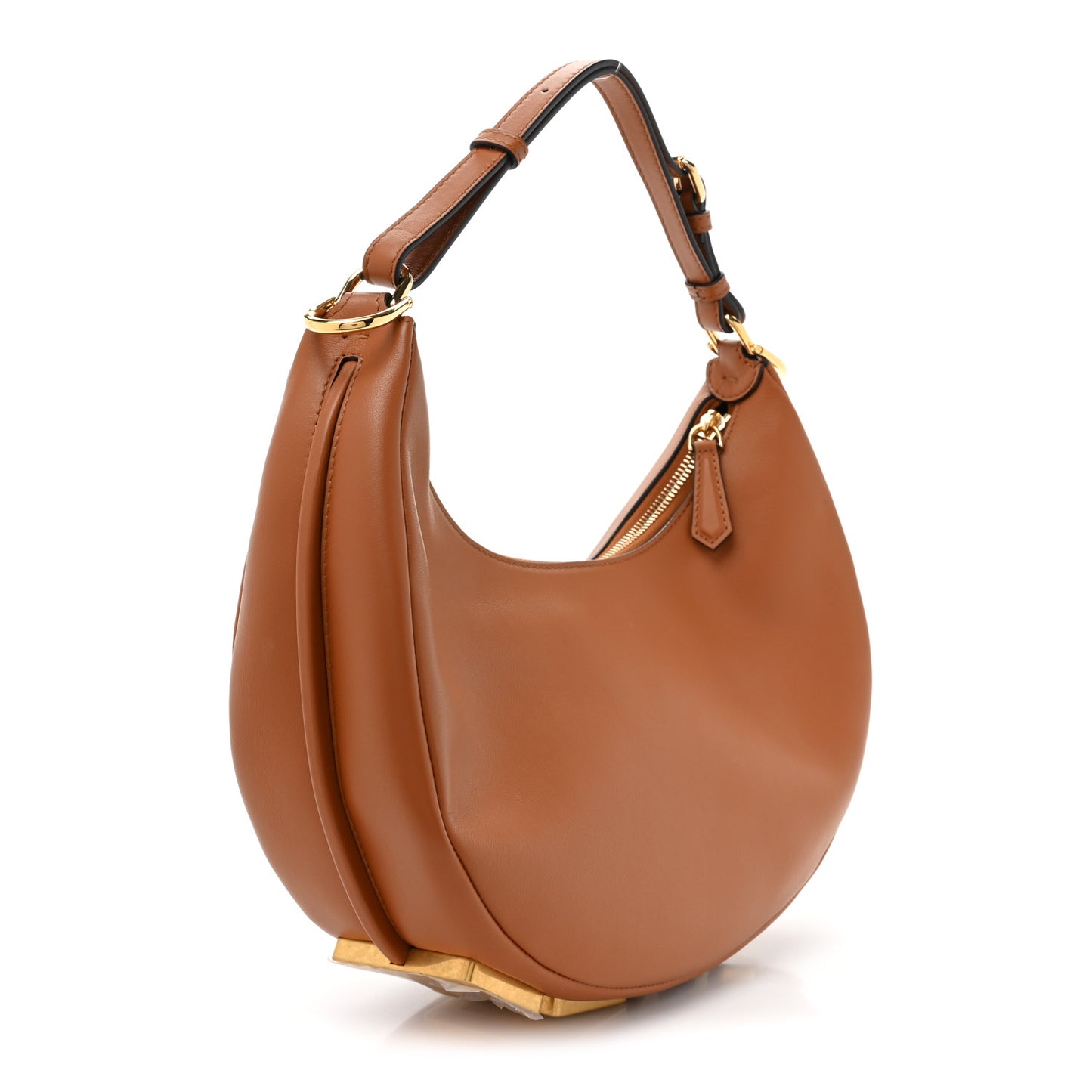 Vitello Grace Matte Small Fendigraphy Hobo Bag Brandy