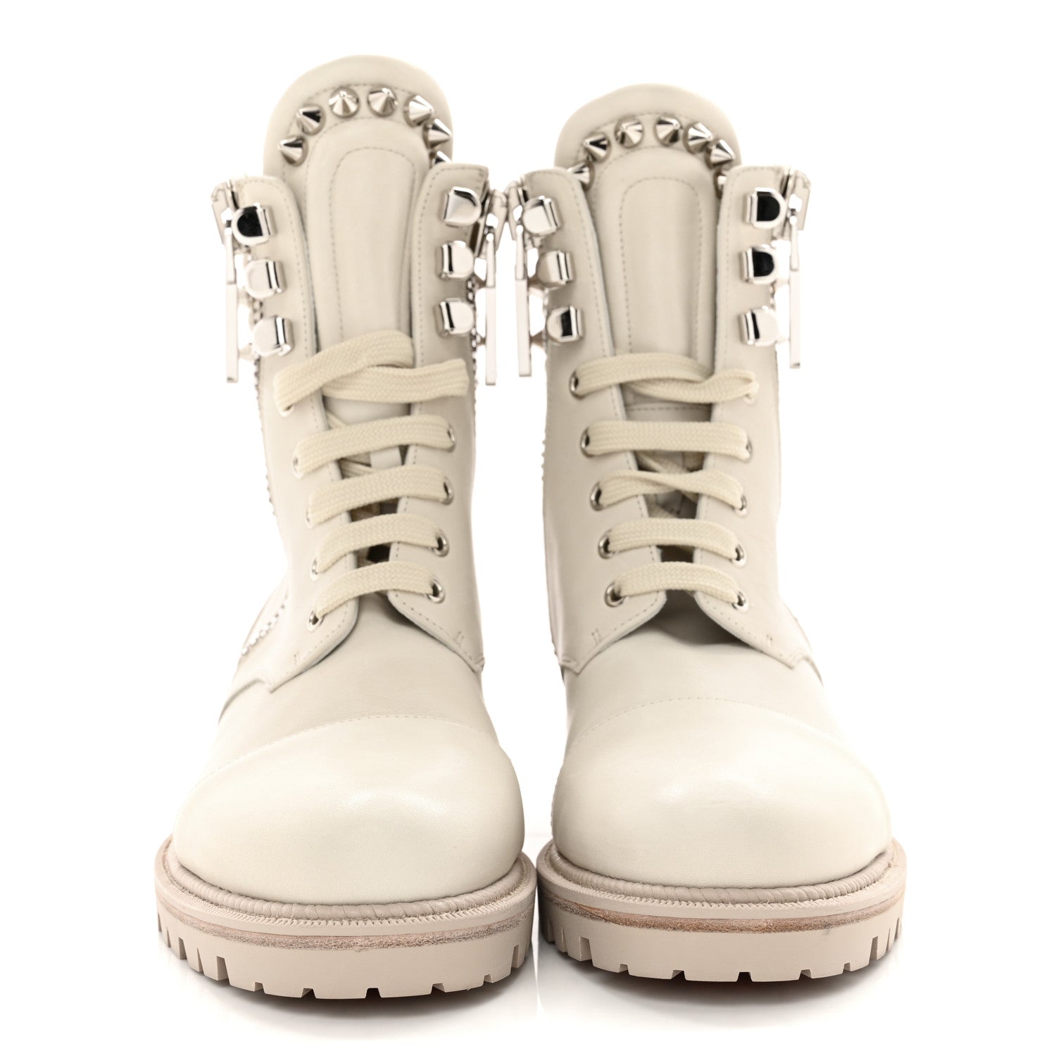 Christian Louboutin Calfskin Winter Spikes Combat Boots 38.5 White 2 of 12