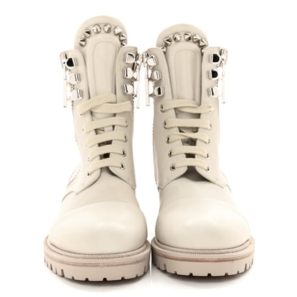 Christian Louboutin Calfskin Winter Spikes Combat Boots 38.5 White 2 of 12