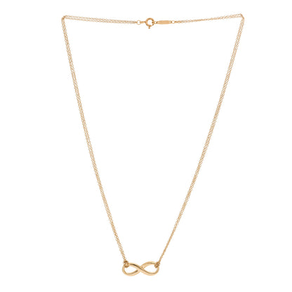 Tiffany 18K Yellow Gold Infinity Double Chain Pendant Necklace 3 of 6
