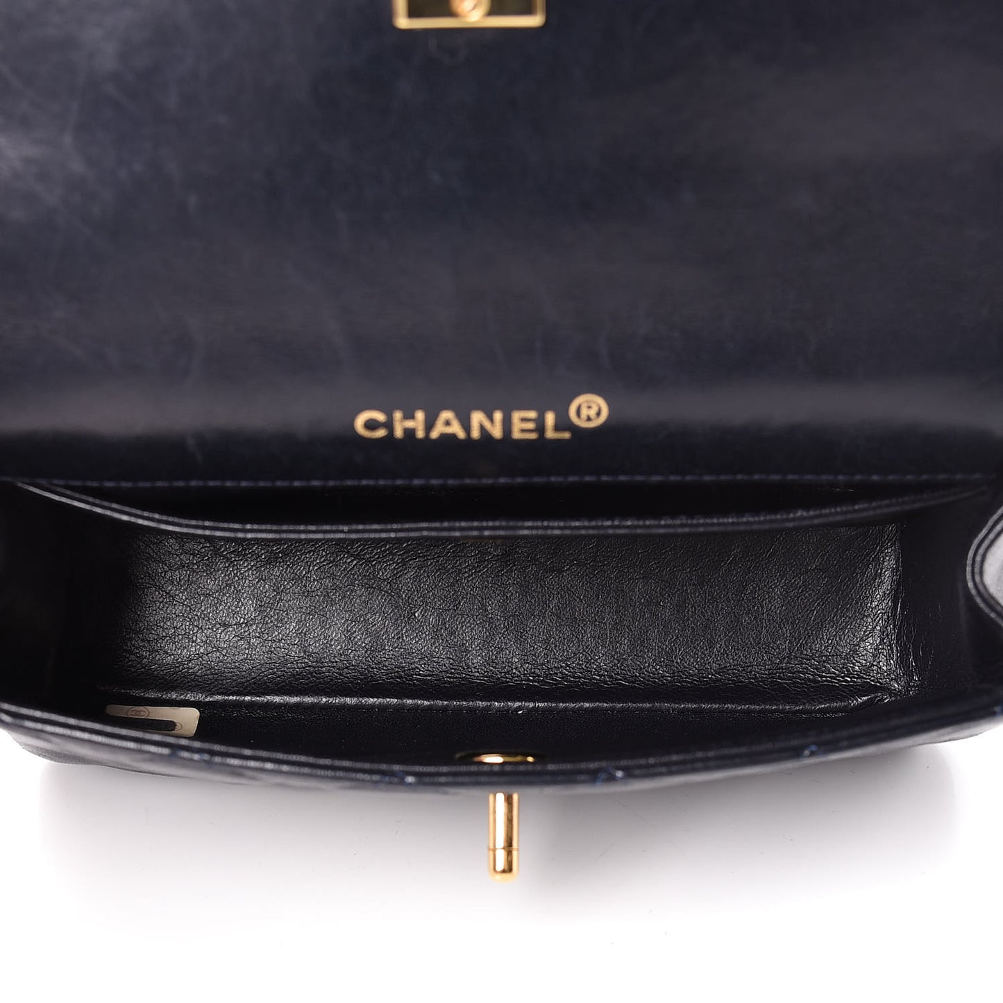 Lambskin Quilted Small Single Flap Navy