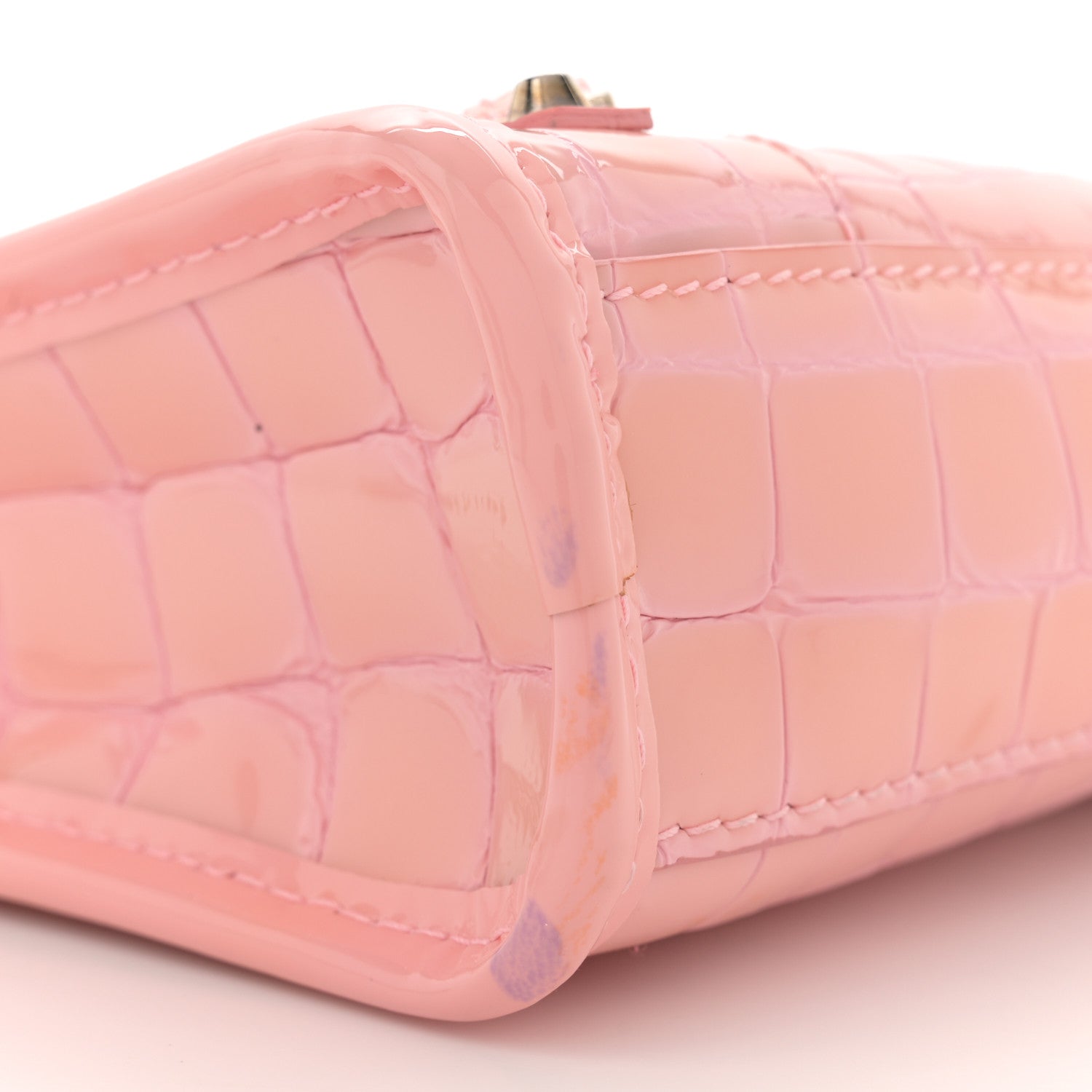Balenciaga Patent Crocodile Embossed Classic Silver Hardware Nano City Light Pink 10 of 14