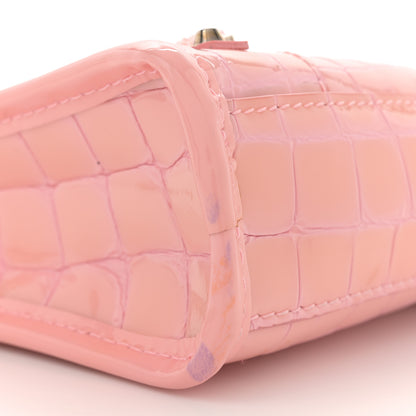 Balenciaga Patent Crocodile Embossed Classic Silver Hardware Nano City Light Pink 10 of 14