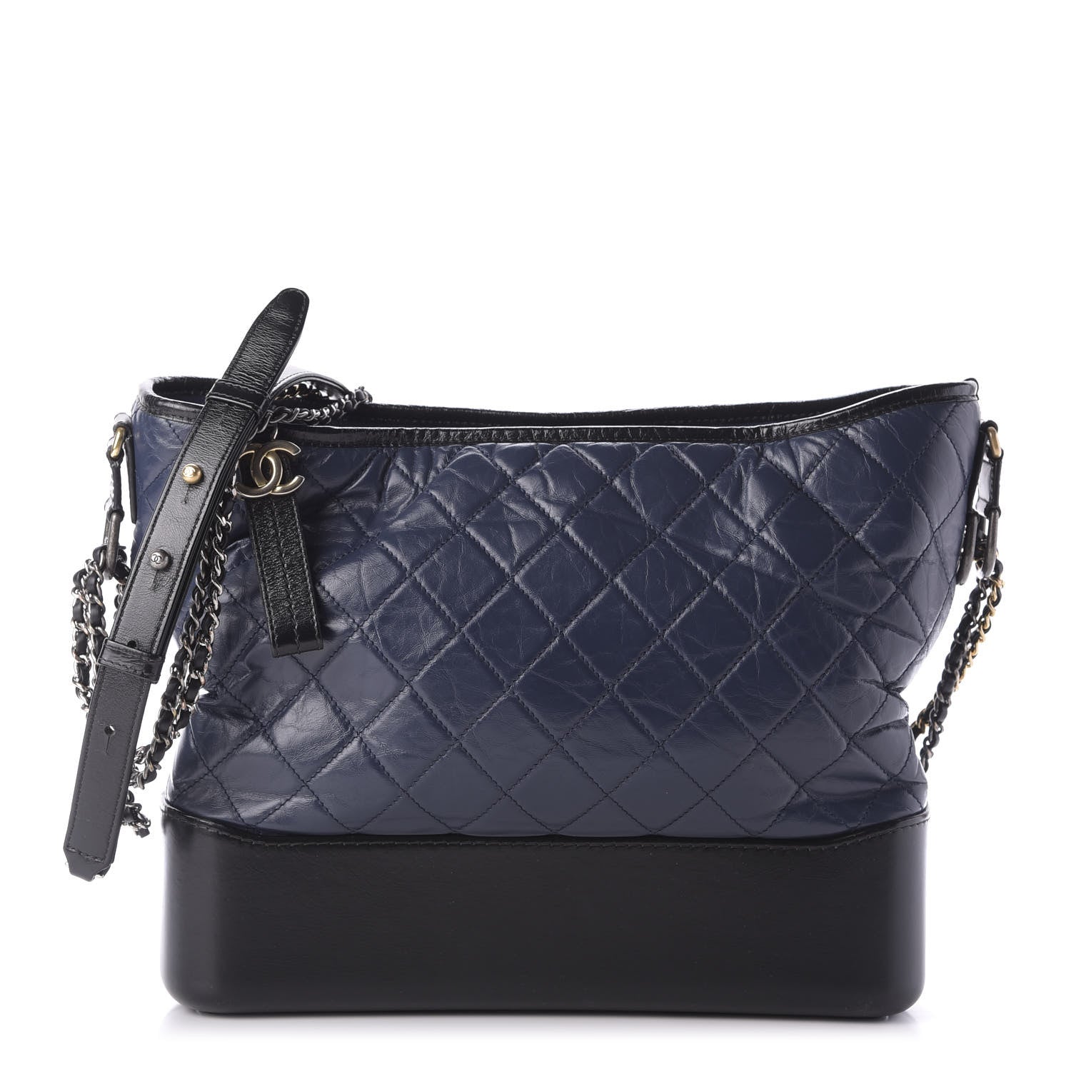 Chanel Aged Calfskin Quilted Large Gabrielle Hobo Navy Black 1 of 9