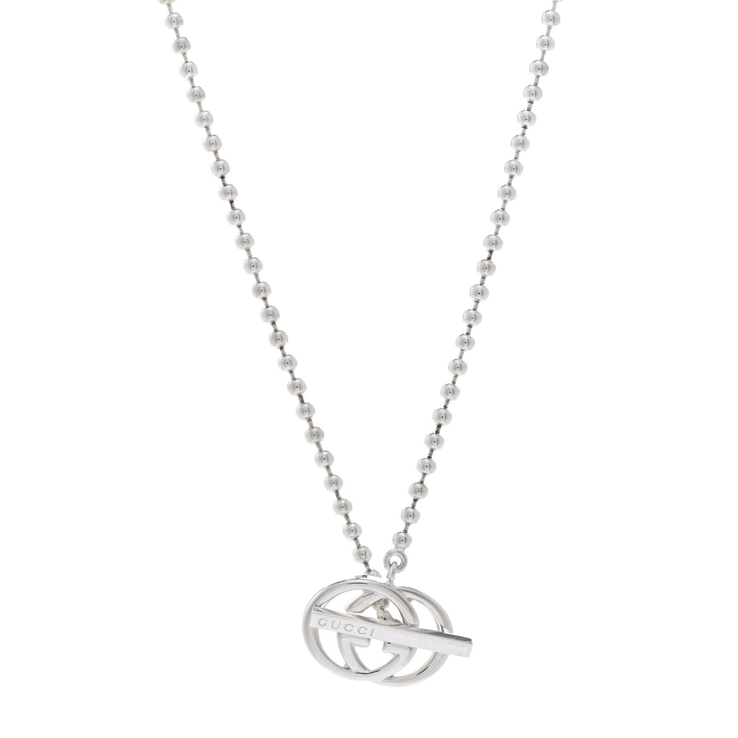 Gucci Sterling Silver Interlocking G Brit Toggle Necklace 1 of 4