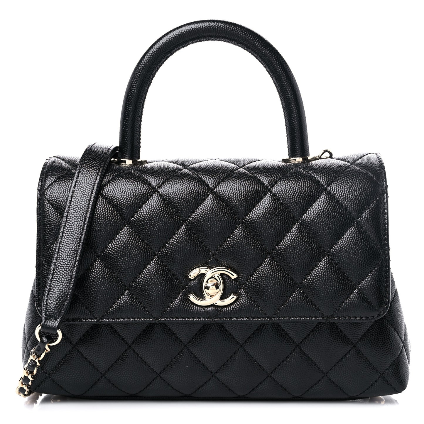 Caviar Quilted Mini Coco Handle Flap Black