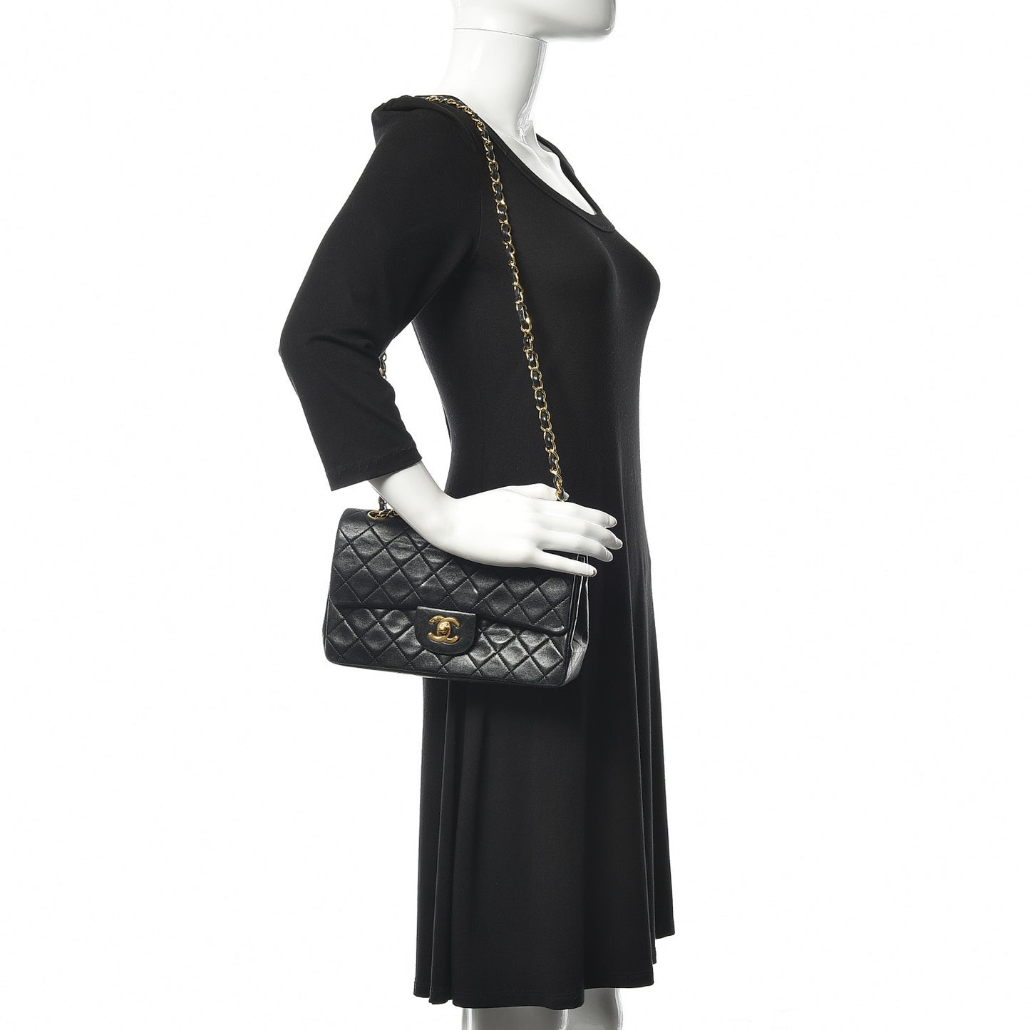 Lambskin Quilted Small Double Flap Black