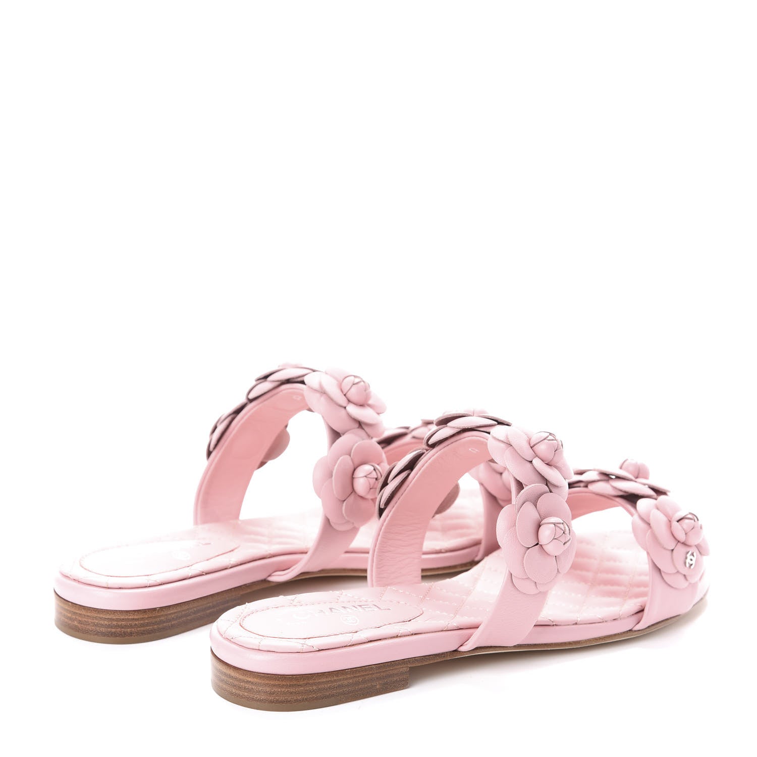 Chanel Lambskin Camellia Slide Sandals 37.5 Pink 4 of 7