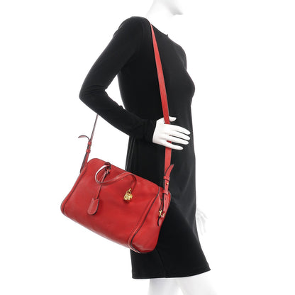 Alexander McQueen Pebbled Calfskin Small Skull Padlock Zip Around Tote Red 3 of 18