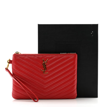 Saint Laurent Calfskin Matelasse Chevron Monogram A5 Wristlet Bandana Red 13 of 13