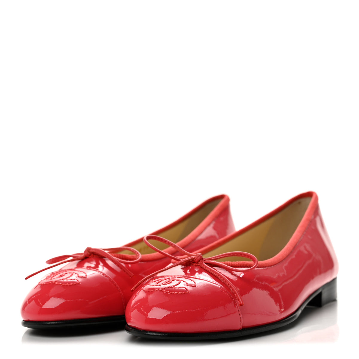 Chanel Patent Calfskin CC Cap Toe Ballerina Flats 36 Coral 4 of 10