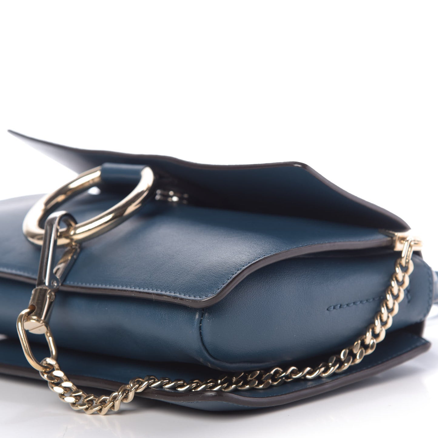 Suede Calfskin Small Faye Shoulder Bag Majolica Blue