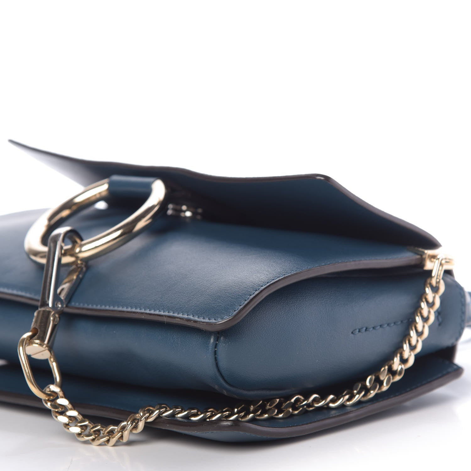 Chloe Suede Calfskin Small Faye Shoulder Bag Majolica Blue 7 of 9
