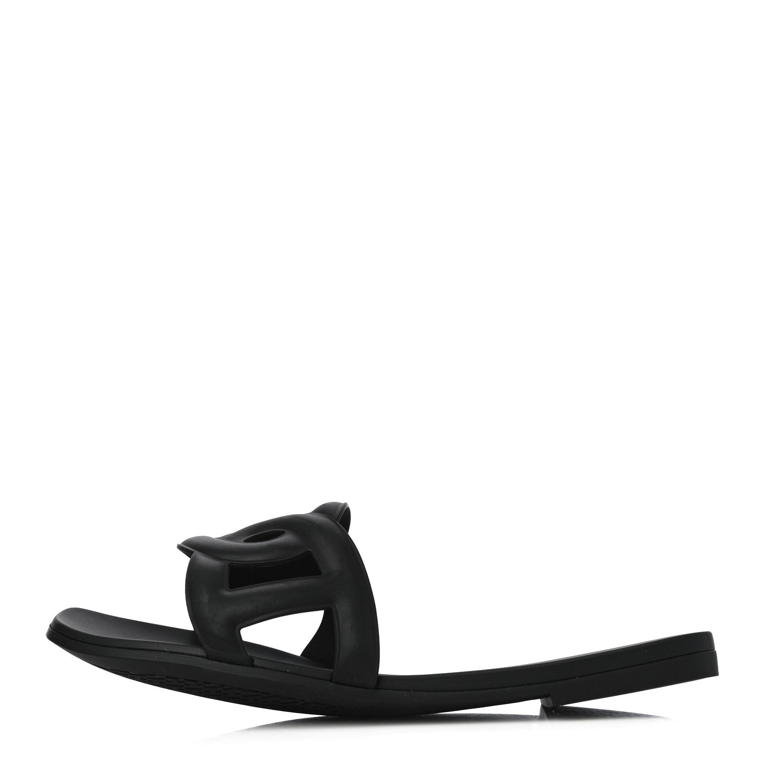 Hermes Rubber Aloha Sandals 38 Black 1 of 9