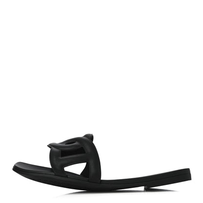 Hermes Rubber Aloha Sandals 38 Black 1 of 9