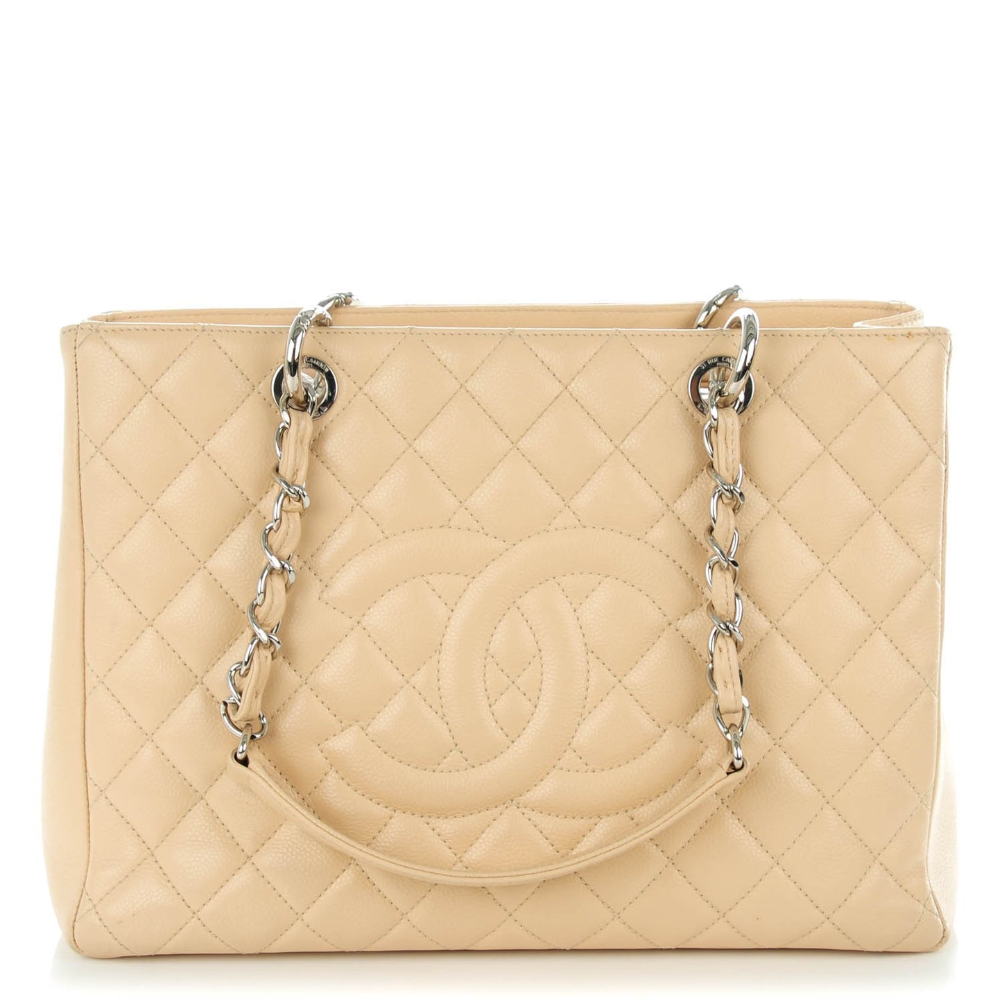 Caviar Quilted Grand Shopping Tote GST Beige Clair