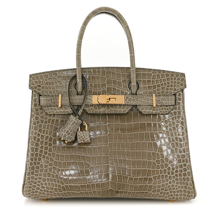 Hermes Shiny Porosus Crocodile Birkin 30 Gris Tourterelle 1 of 11
