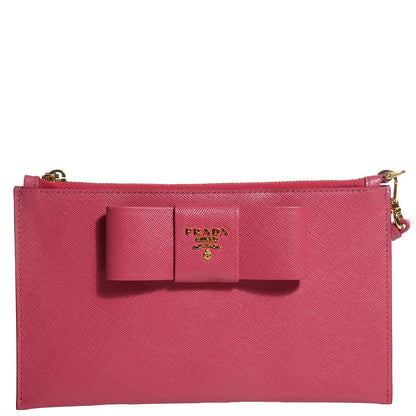 Prada Saffiano Bow Wristlet Peonia 1 of 10