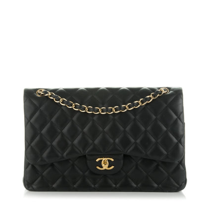 Chanel Lambskin Quilted Jumbo Double Flap Black 1 of 9