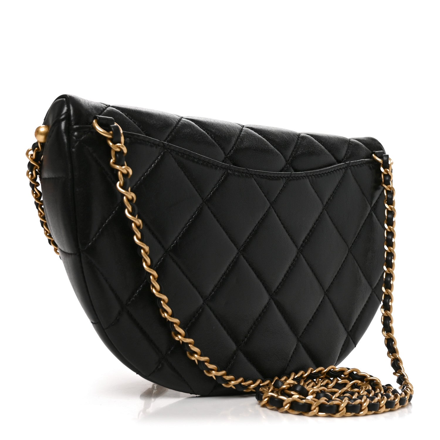 Chanel Shiny Lambskin Quilted Pearl Logo Waist Bag Black 3 of 10