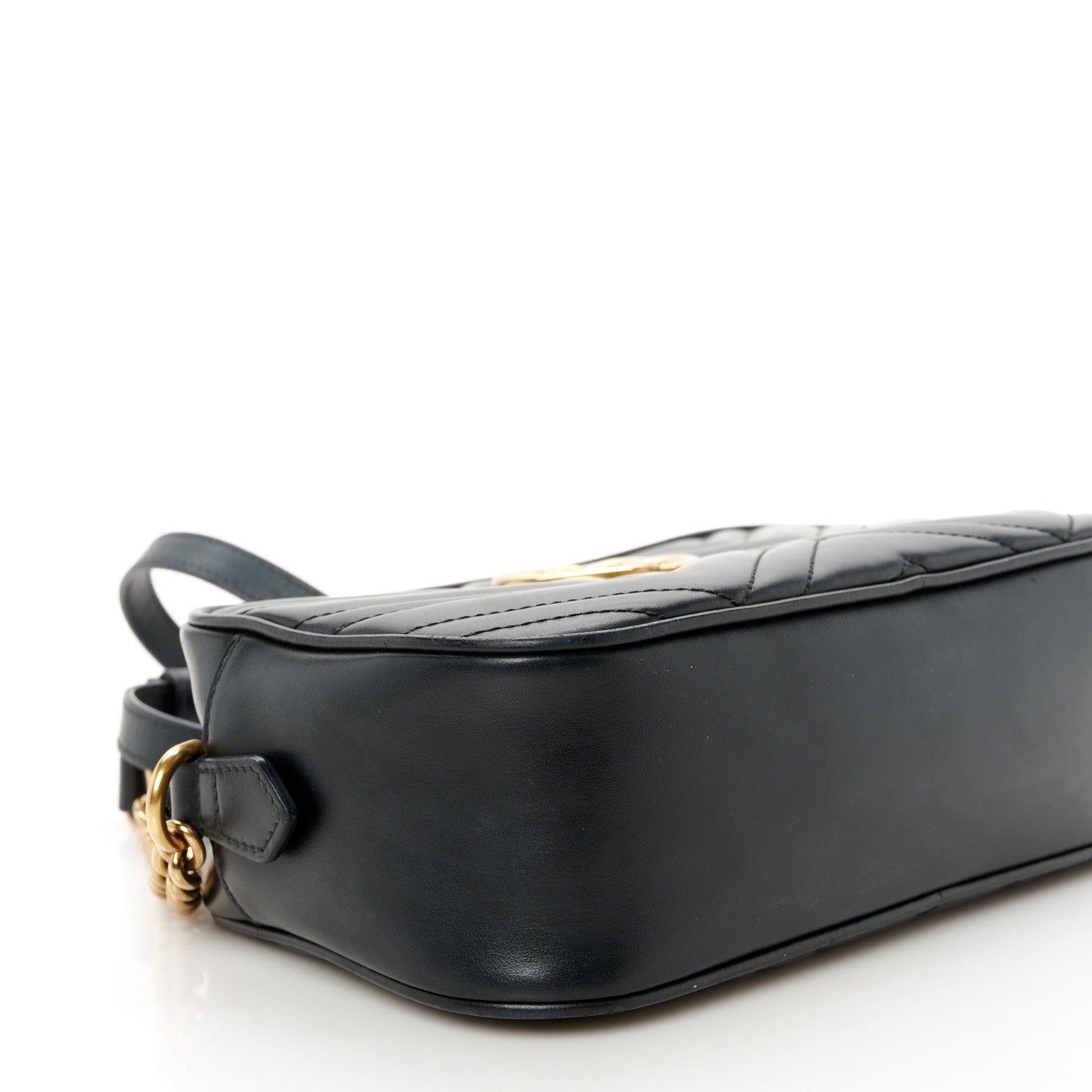 Gucci Calfskin Matelasse Small GG Marmont Chain Shoulder Bag Black 9 of 11