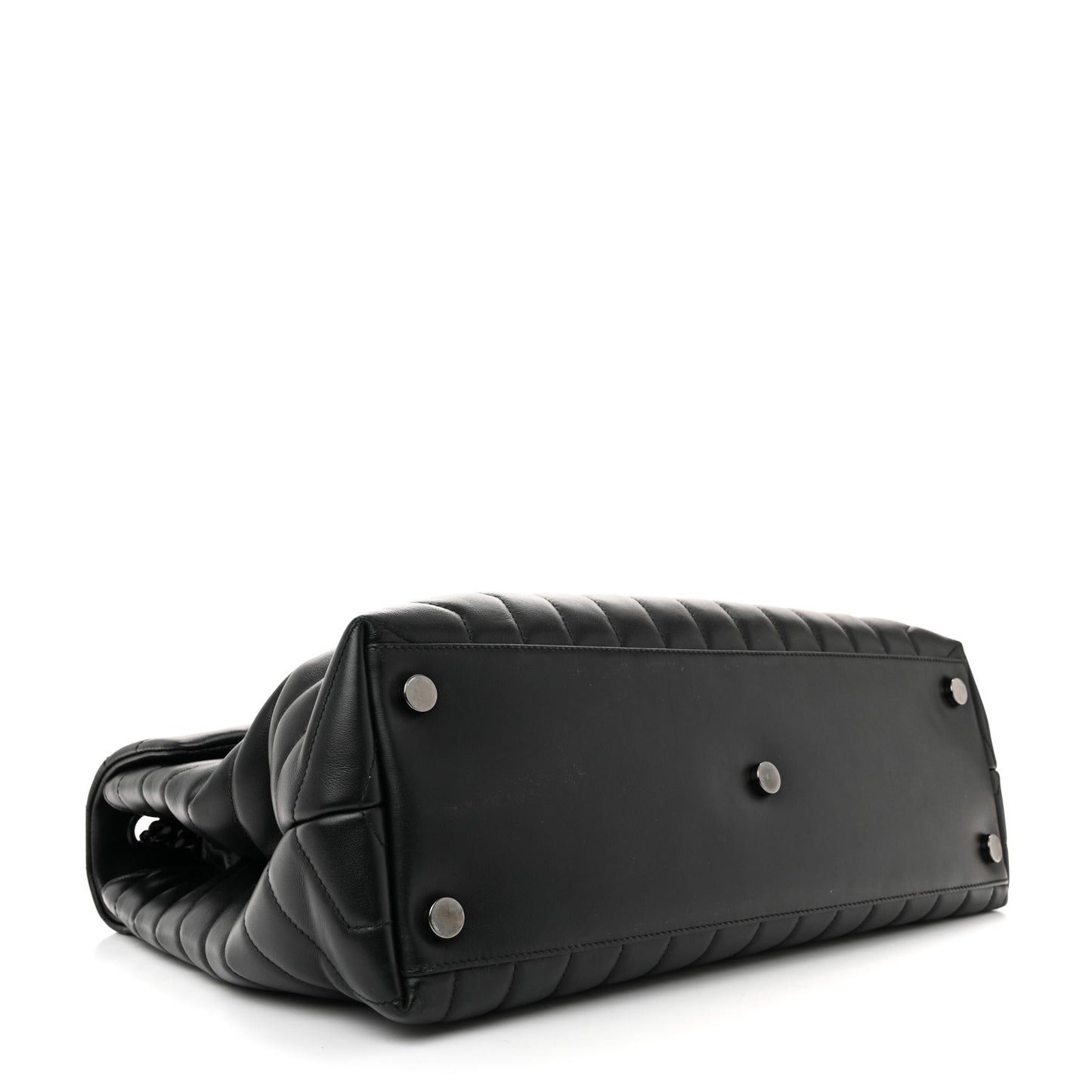 Calfskin Y Quilted Monogram Monochrome Large Loulou Chain Satchel Black