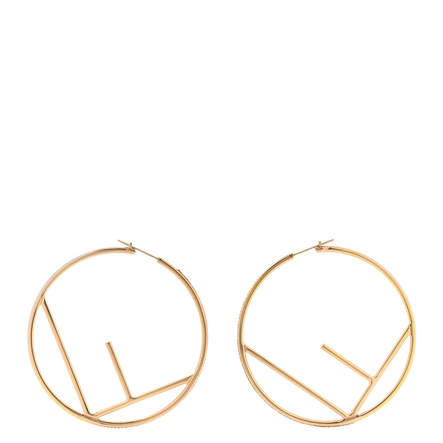 Metal Enamel Large F is Fendi Hoop Earrings Yellow Gold
