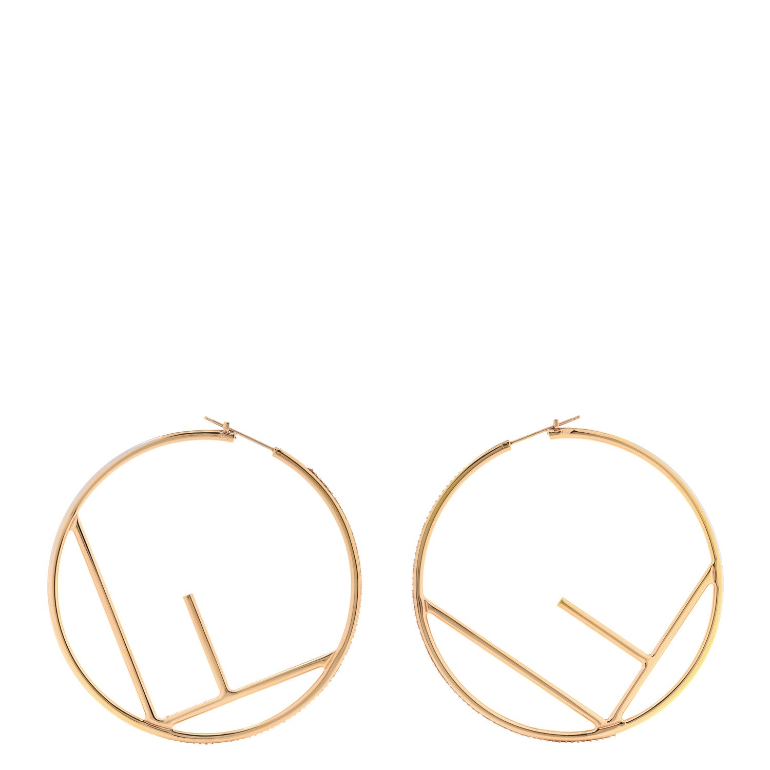 Fendi Metal Enamel Large F is Fendi Hoop Earrings Yellow Gold 1 of 6