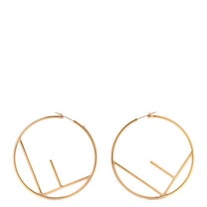 Fendi Metal Enamel Large F is Fendi Hoop Earrings Yellow Gold 1 of 6