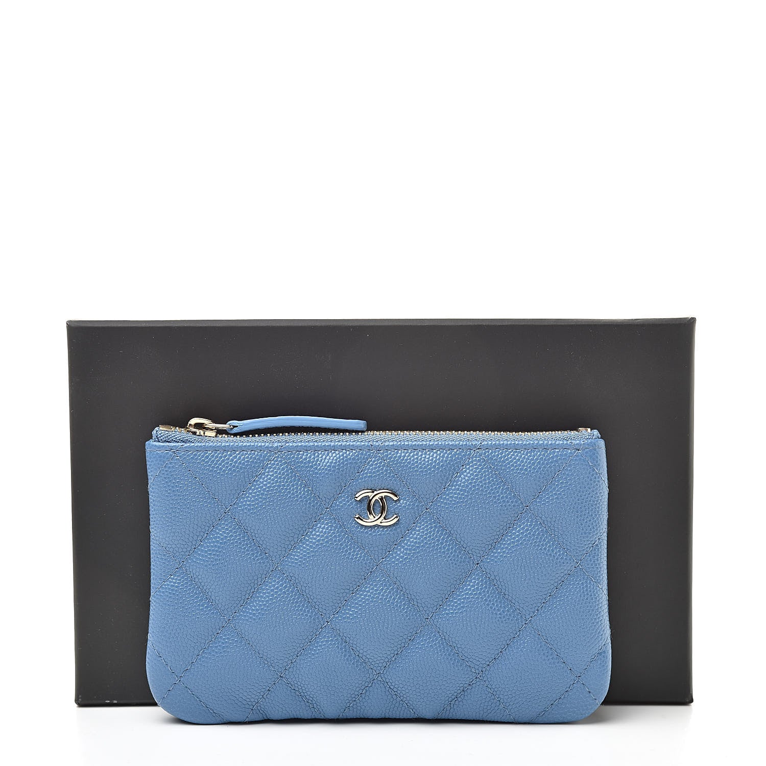 Chanel Caviar Quilted Small Cosmetic Case Blue 8 of 8