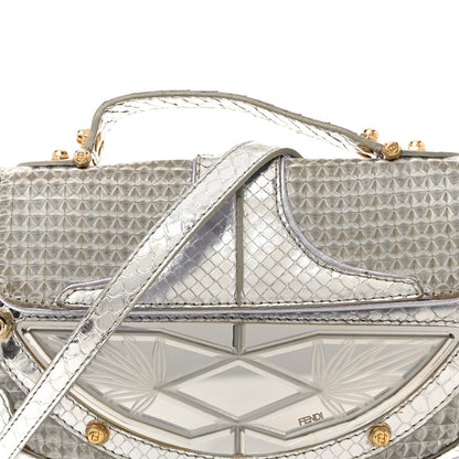 Fendi Snakeskin Nylon Vanity Mirror Clutch Transparent 8 of 14