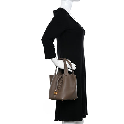 Hermes Taurillon Clemence Picotin Lock 18 PM Etoupe 3 of 11