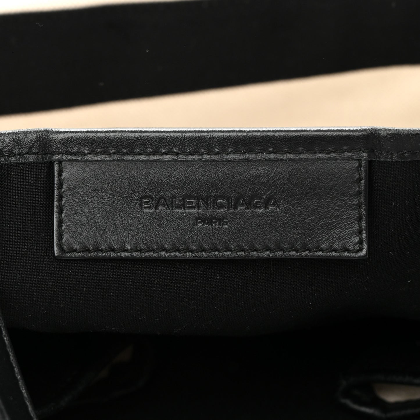 Cotton Canvas Calfskin M Navy Cabas Natural Black