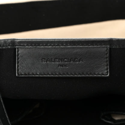 Balenciaga Cotton Canvas Calfskin M Navy Cabas Natural Black 7 of 18