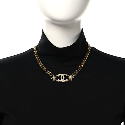 Chanel Crystal CC Oval Choker Necklace Gold 2 of 4