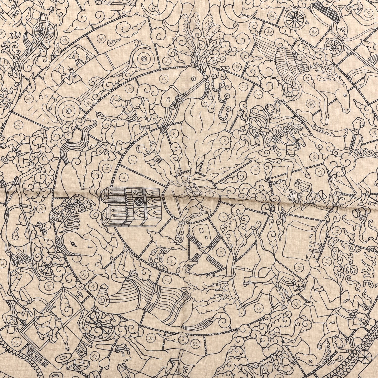 Hermes Cashmere Silk L'Epopee D'Shawl 140 Naturel Rouge 2 of 3