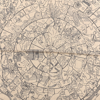 Hermes Cashmere Silk L'Epopee D'Shawl 140 Naturel Rouge 2 of 3