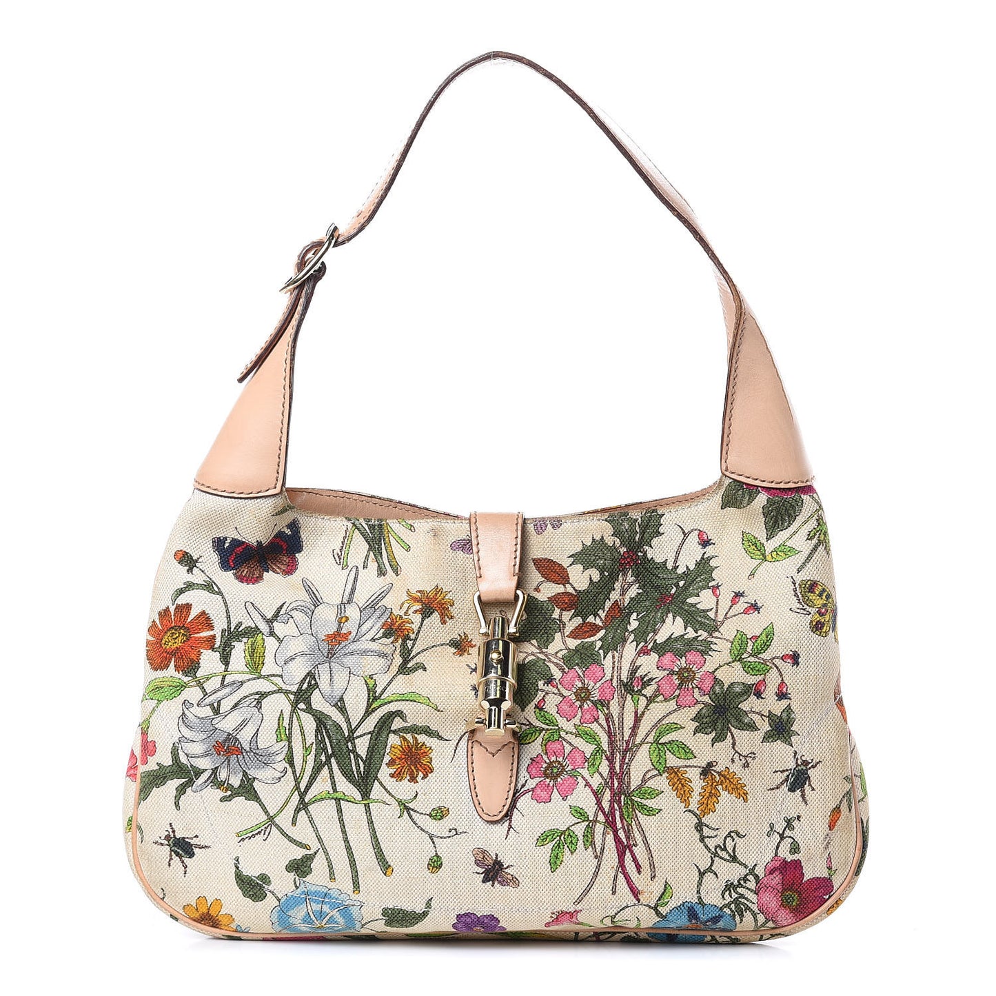 Canvas Floral Flora Small Jackie O Hobo White
