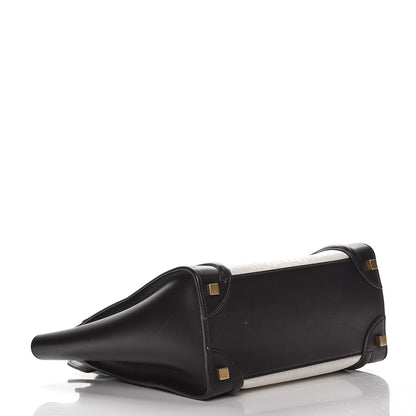 Celine Shrunken Lambskin Micro Bi-Color Luggage Black White 4 of 12