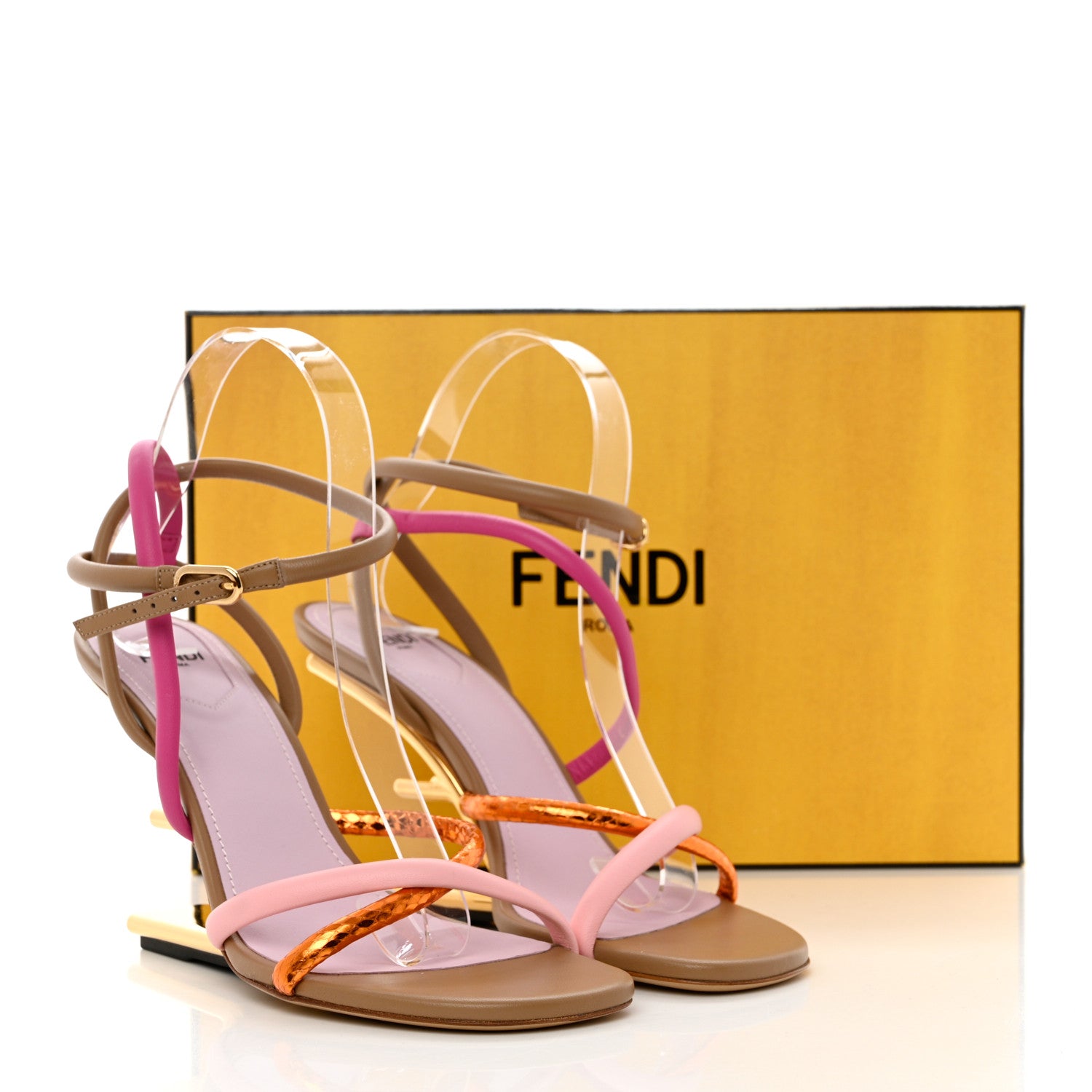 Fendi Nappa Metallic Ayers Fendi First 95mm Strappy Sandals 38 Rosa Geranio Albicocca 10 of 10