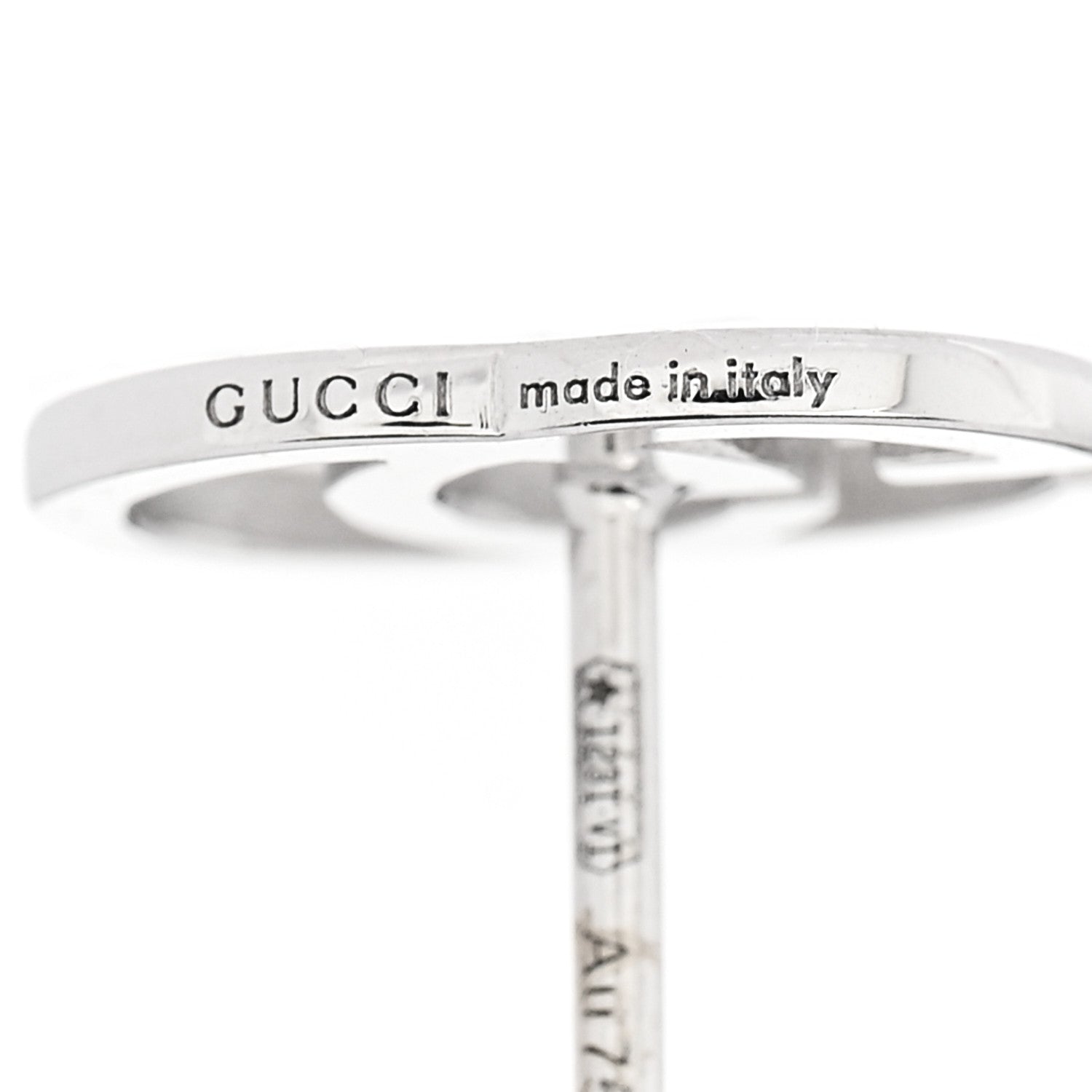 Gucci 18K White Gold Running G Stud Earrings 4 of 5