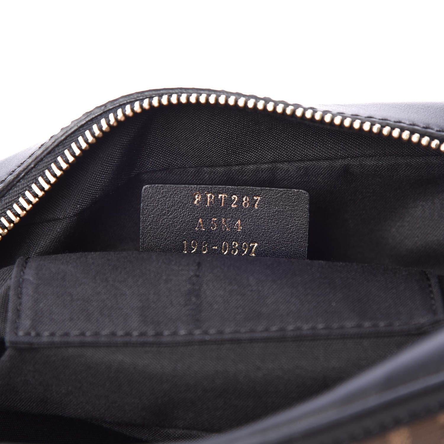 Fendi Glazed Fabric Vitello Century F is Fendi FF 1974 Stamp Patch Camera Case Mogano Panna Black 7 of 7