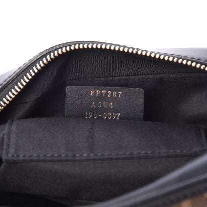 Fendi Glazed Fabric Vitello Century F is Fendi FF 1974 Stamp Patch Camera Case Mogano Panna Black 7 of 7